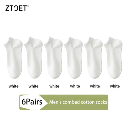 Mens Combed Cotton Socks - 6 Pairs Breathable Antibacterial Short Socks for SpringSummer - ZOOMNSTORE