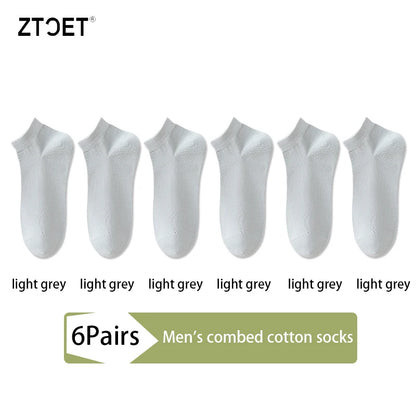 Mens Combed Cotton Socks - 6 Pairs Breathable Antibacterial Short Socks for SpringSummer - ZOOMNSTORE