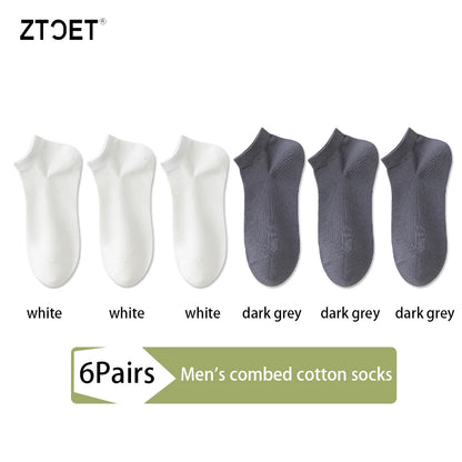 Mens Combed Cotton Socks - 6 Pairs Breathable Antibacterial Short Socks for SpringSummer - ZOOMNSTORE