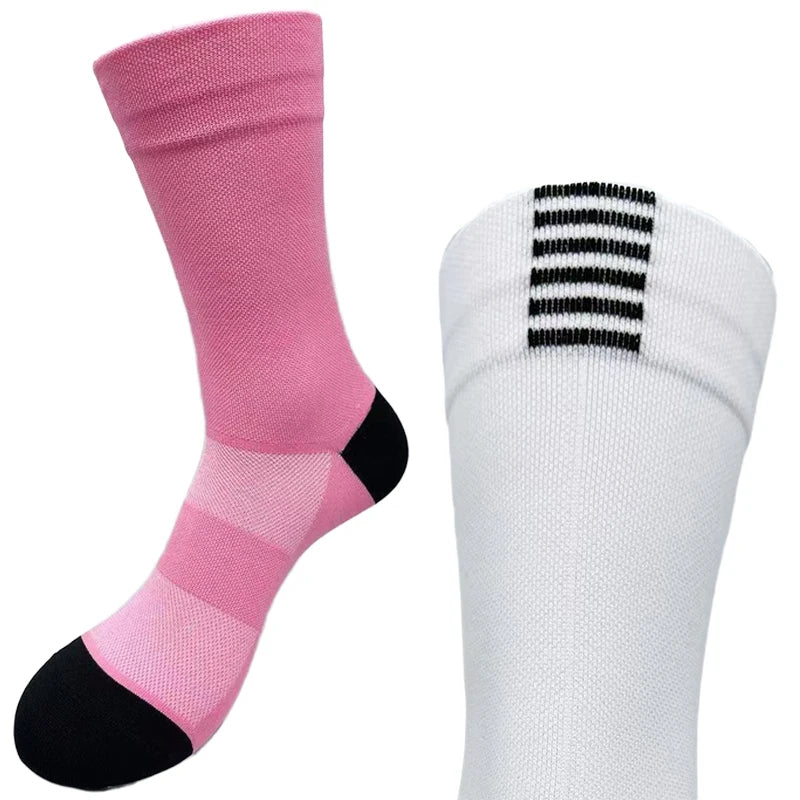 Men Cycling Socks | Summer Breathable Mesh Bike Socks - Quick Dry Mid Tube Sports - ZOOMNSTORE