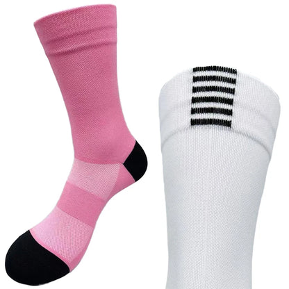 Men Cycling Socks | Summer Breathable Mesh Bike Socks - Quick Dry Mid Tube Sports - ZOOMNSTORE
