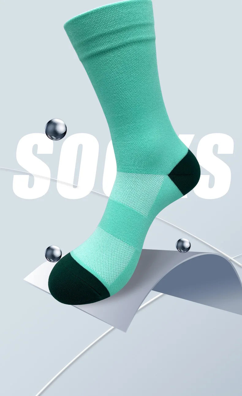 Men Cycling Socks | Summer Breathable Mesh Bike Socks - Quick Dry Mid Tube Sports - ZOOMNSTORE