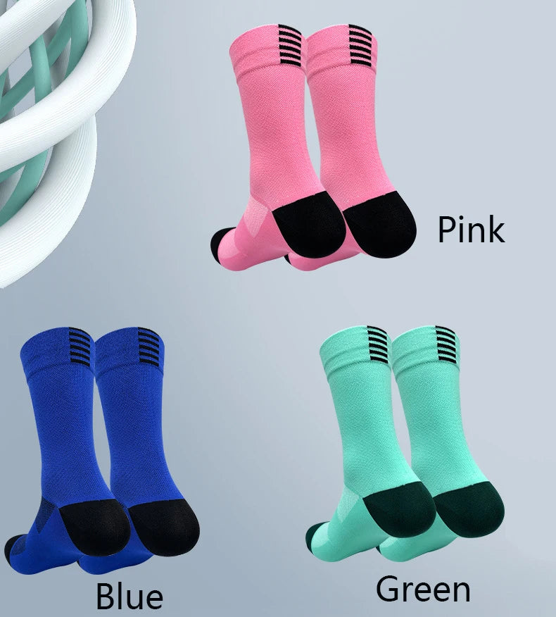 Men Cycling Socks | Summer Breathable Mesh Bike Socks - Quick Dry Mid Tube Sports - ZOOMNSTORE