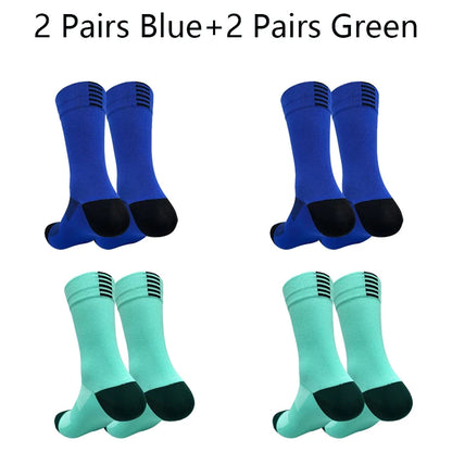 Men Cycling Socks | Summer Breathable Mesh Bike Socks - Quick Dry Mid Tube Sports - ZOOMNSTORE