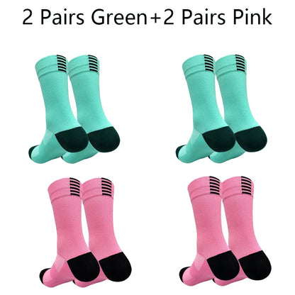 Men Cycling Socks | Summer Breathable Mesh Bike Socks - Quick Dry Mid Tube Sports - ZOOMNSTORE