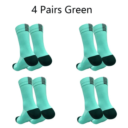 Men Cycling Socks | Summer Breathable Mesh Bike Socks - Quick Dry Mid Tube Sports - ZOOMNSTORE