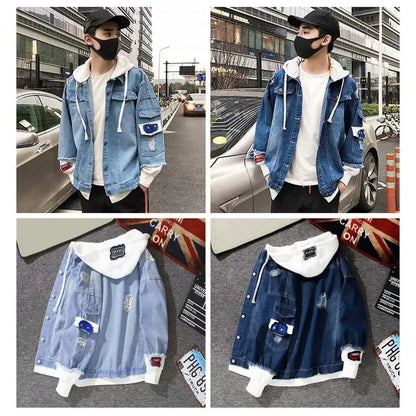 Men Coat Stylish Super Soft Denim Jacket Relaxed Fit Single Breasted Outerwear Coat for Riding - ZOOMNSTORE