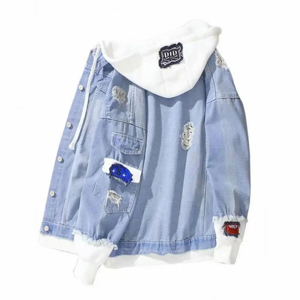 Men Coat Stylish Super Soft Denim Jacket Relaxed Fit Single Breasted Outerwear Coat for Riding - ZOOMNSTORE