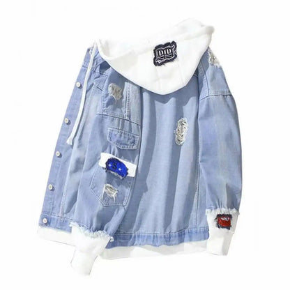 Men Coat Stylish Super Soft Denim Jacket Relaxed Fit Single Breasted Outerwear Coat for Riding - ZOOMNSTORE