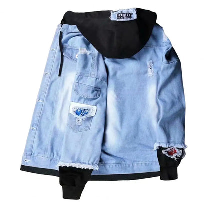 Men Coat Stylish Super Soft Denim Jacket Relaxed Fit Single Breasted Outerwear Coat for Riding - ZOOMNSTORE
