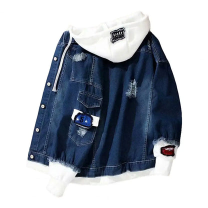 Men Coat Stylish Super Soft Denim Jacket Relaxed Fit Single Breasted Outerwear Coat for Riding - ZOOMNSTORE