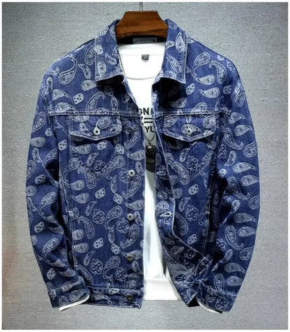 2025 New Men Pure Colour Denim Jacket Single-breasted Lapel Daily Casual Simple Coats - ZOOMNSTORE