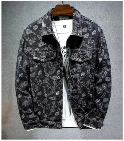 2025 New Men Pure Colour Denim Jacket Single-breasted Lapel Daily Casual Simple Coats - ZOOMNSTORE