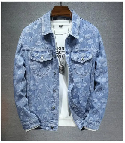 2025 New Men Pure Colour Denim Jacket Single-breasted Lapel Daily Casual Simple Coats - ZOOMNSTORE