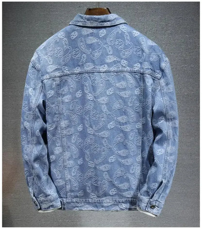 2025 New Men Pure Colour Denim Jacket Single-breasted Lapel Daily Casual Simple Coats - ZOOMNSTORE