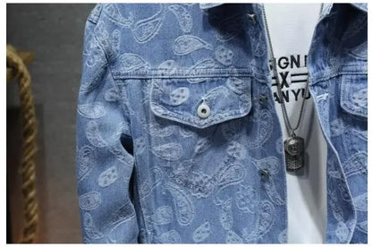 2025 New Men Pure Colour Denim Jacket Single-breasted Lapel Daily Casual Simple Coats - ZOOMNSTORE