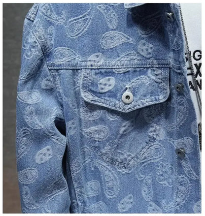 2025 New Men Pure Colour Denim Jacket Single-breasted Lapel Daily Casual Simple Coats - ZOOMNSTORE