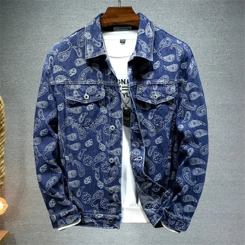 2025 New Men Pure Colour Denim Jacket Single-breasted Lapel Daily Casual Simple Coats - ZOOMNSTORE
