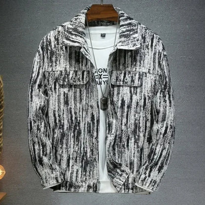 2025 New Men Pure Colour Denim Jacket Single-breasted Lapel Daily Casual Simple Coats - ZOOMNSTORE