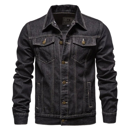 Men Denim Jacket - Slim Fit Vintage Jeans Coat | Casual Cotton Outerwear Four Seasons - ZOOMNSTORE