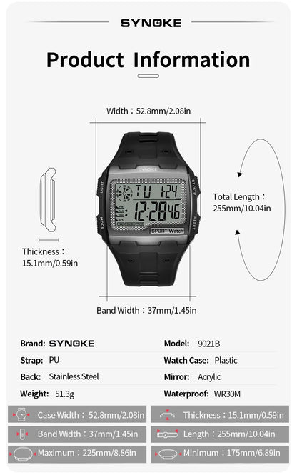 Men Digital Watch - Big Number Display | 3ATM Water Resistant Outdoor Sports - ZOOMNSTORE