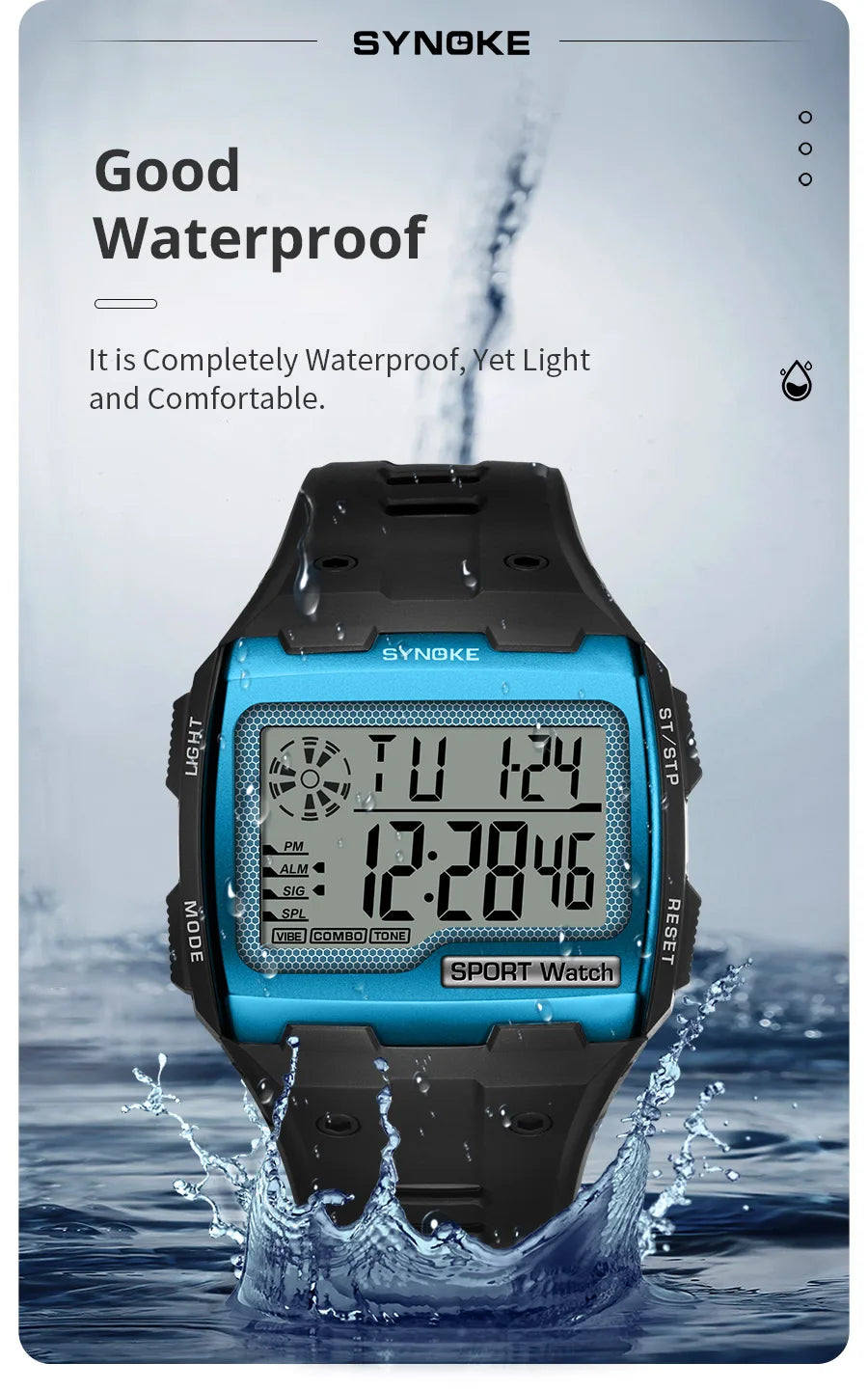Men Digital Watch - Big Number Display | 3ATM Water Resistant Outdoor Sports - ZOOMNSTORE