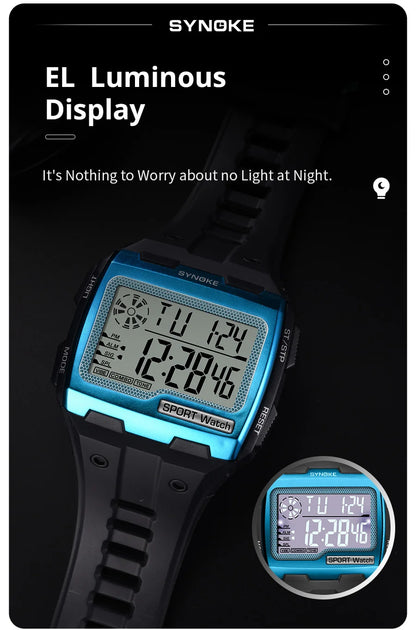 Men Digital Watch - Big Number Display | 3ATM Water Resistant Outdoor Sports - ZOOMNSTORE