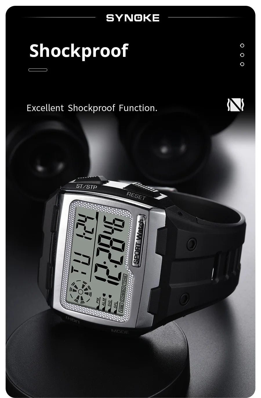Men Digital Watch - Big Number Display | 3ATM Water Resistant Outdoor Sports - ZOOMNSTORE