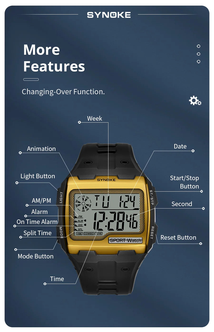 Men Digital Watch - Big Number Display | 3ATM Water Resistant Outdoor Sports - ZOOMNSTORE