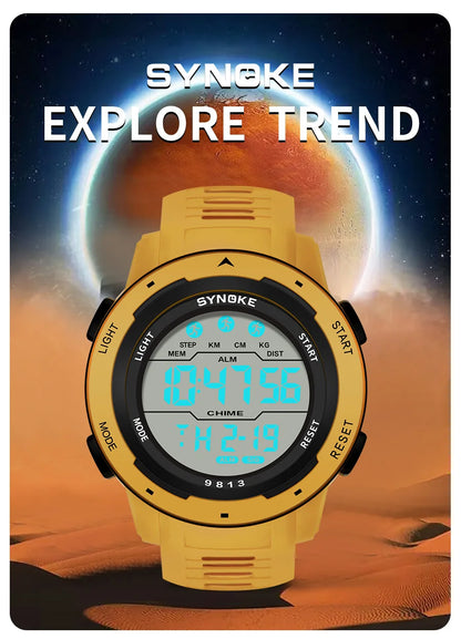 Men Digital Watch - Waterproof 50M Sports Watch With Large Screen & Alarm - ZOOMNSTORE