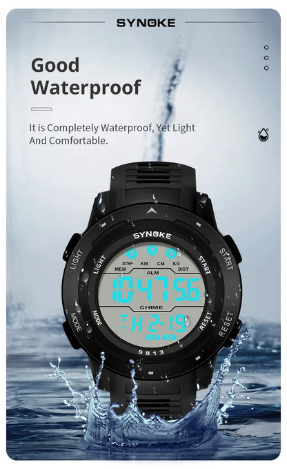 Men Digital Watch - Waterproof 50M Sports Watch With Large Screen & Alarm - ZOOMNSTORE
