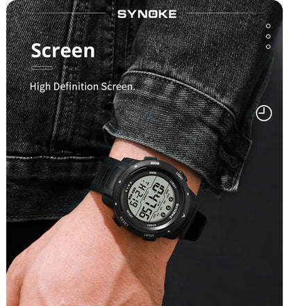 Men Digital Watch - Waterproof 50M Sports Watch With Large Screen & Alarm - ZOOMNSTORE