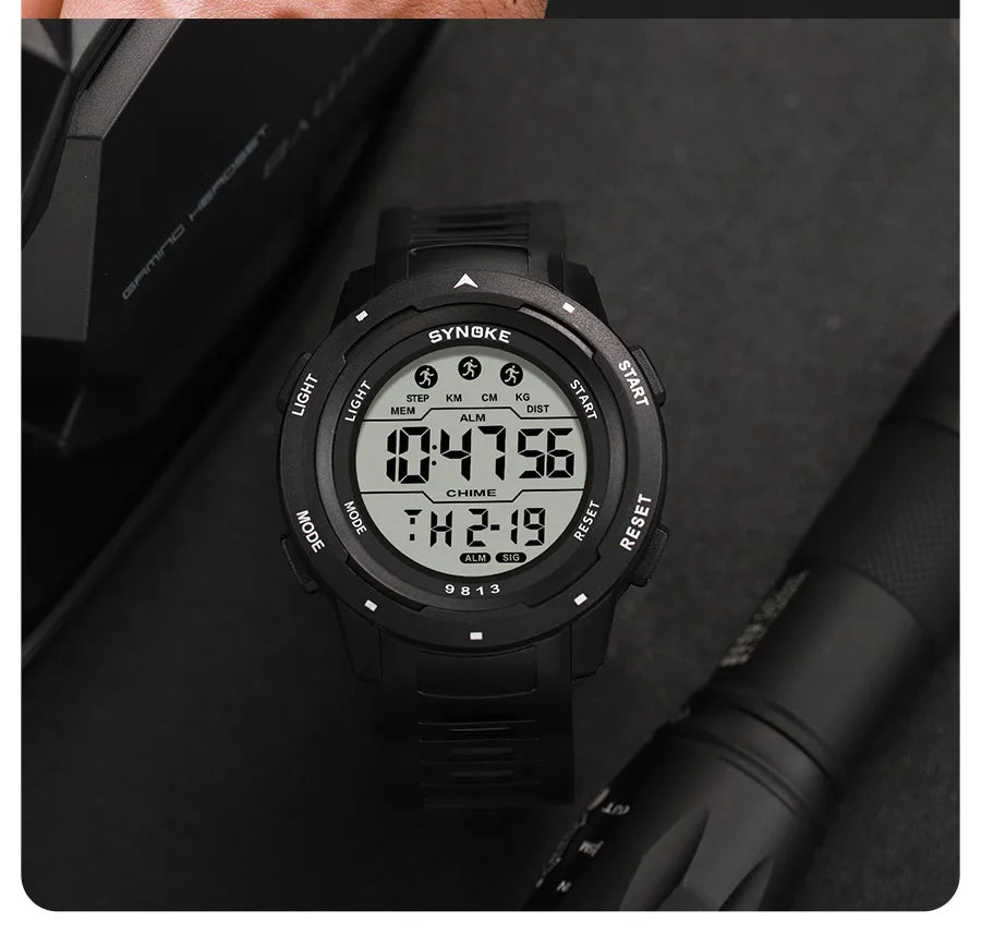 Men Digital Watch - Waterproof 50M Sports Watch With Large Screen & Alarm - ZOOMNSTORE