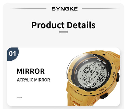 Men Digital Watch - Waterproof 50M Sports Watch With Large Screen & Alarm - ZOOMNSTORE
