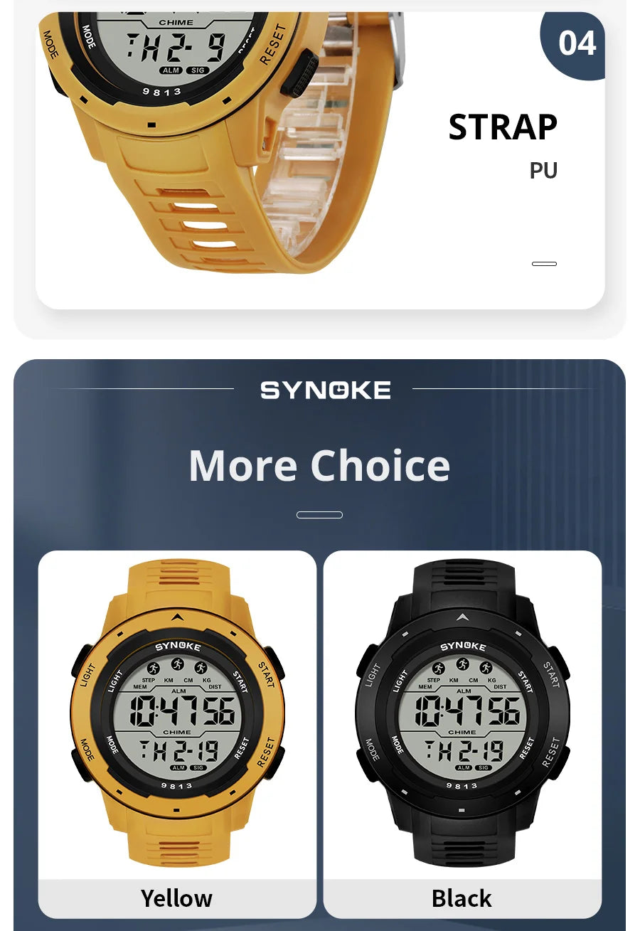 Men Digital Watch - Waterproof 50M Sports Watch With Large Screen & Alarm - ZOOMNSTORE