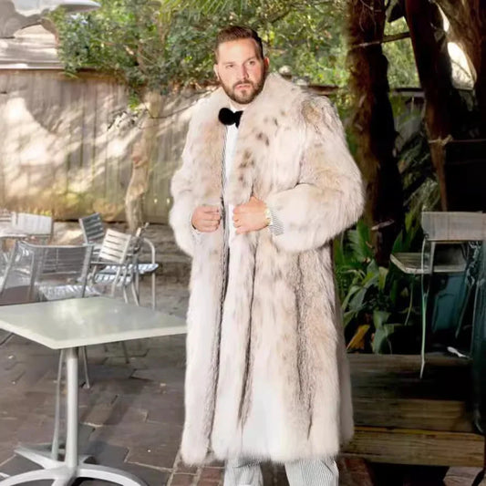 Men Faux Fox Fur Jacket – Thick Warm Winter Coat | Luxury Business Overcoat - ZOOMNSTORE
