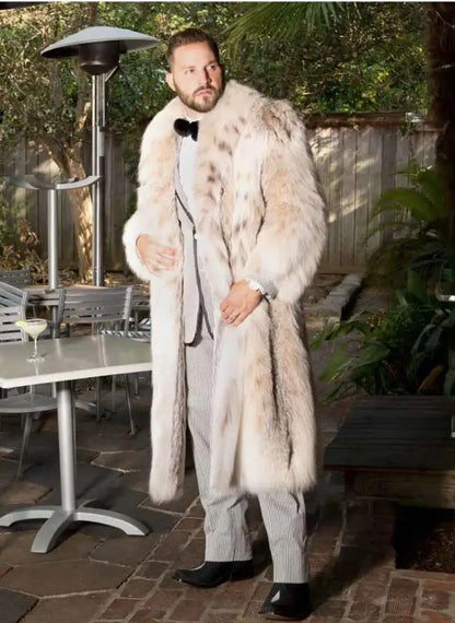 Men Faux Fox Fur Jacket – Thick Warm Winter Coat | Luxury Business Overcoat - ZOOMNSTORE