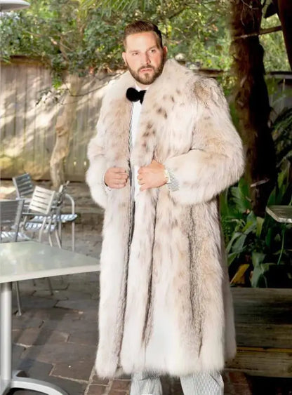 Men Faux Fox Fur Jacket – Thick Warm Winter Coat | Luxury Business Overcoat - ZOOMNSTORE