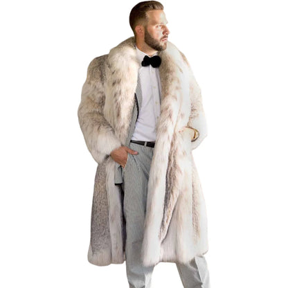 Men Faux Fox Fur Jacket – Thick Warm Winter Coat | Luxury Business Overcoat - ZOOMNSTORE