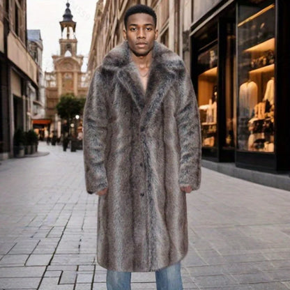 Men Faux Fur Coat – Thick Casual Winter Outerwear With Turn Down Collar - ZOOMNSTORE