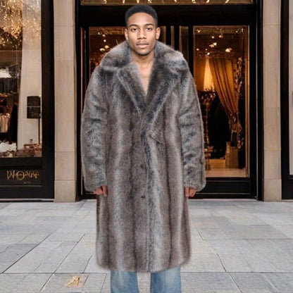 Men Faux Fur Coat – Thick Casual Winter Outerwear With Turn Down Collar - ZOOMNSTORE