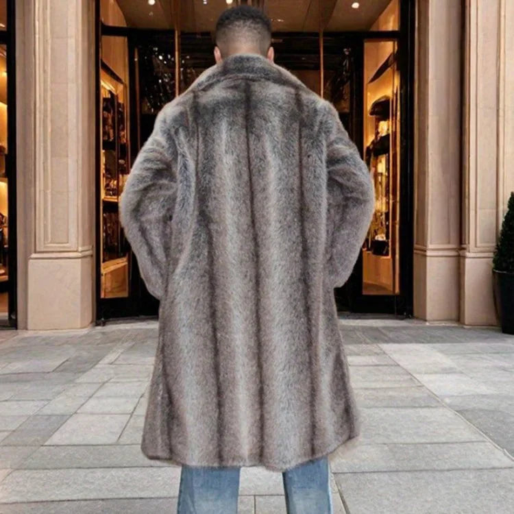 Men Faux Fur Coat – Thick Casual Winter Outerwear With Turn Down Collar - ZOOMNSTORE