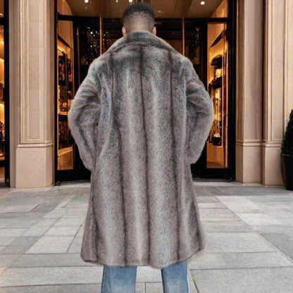 Men Faux Fur Coat – Thick Casual Winter Outerwear With Turn Down Collar - ZOOMNSTORE