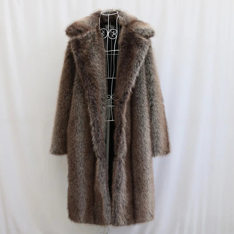 Men Faux Fur Coat – Thick Casual Winter Outerwear With Turn Down Collar - ZOOMNSTORE