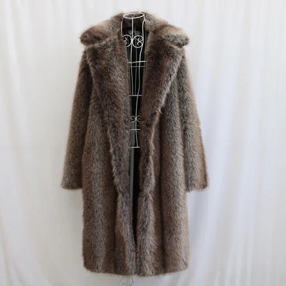 Men Faux Fur Coat – Thick Casual Winter Outerwear With Turn Down Collar - ZOOMNSTORE