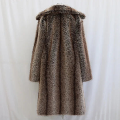 Men Faux Fur Coat – Thick Casual Winter Outerwear With Turn Down Collar - ZOOMNSTORE