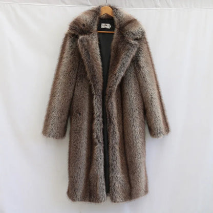 Men Faux Fur Coat – Thick Casual Winter Outerwear With Turn Down Collar - ZOOMNSTORE