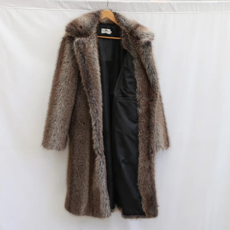 Men Faux Fur Coat – Thick Casual Winter Outerwear With Turn Down Collar - ZOOMNSTORE
