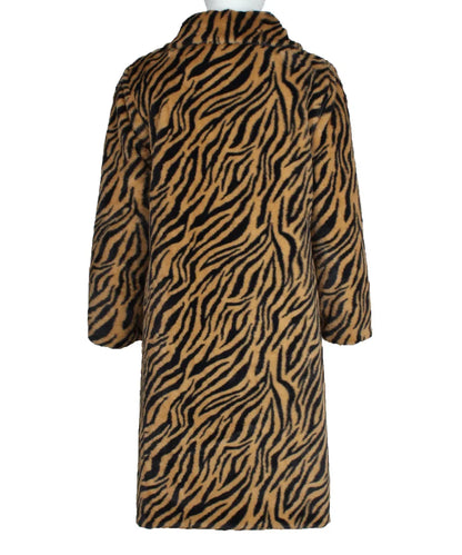 Men Faux Fur Jacket - Thick Warm Winter Coat With Zebra Stripe Fluffy Outerwear - ZOOMNSTORE