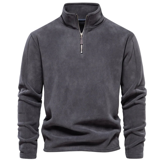 Mens Fleece Pullover Jacket - Warm Zipper Neck Sweatshirt - ZOOMNSTORE